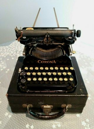 Antique Corona 3 Folding Typewriter With Case Early 1900s