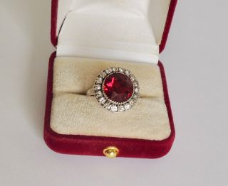 Antique,  Ruby - Sterling Silver 925 Ring.  Sz 6.  5.  (adjustable)