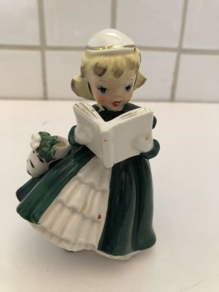 Vintage 1956 Napco Christmas Caroler Ceramic Girl Figurine S16900 Japan