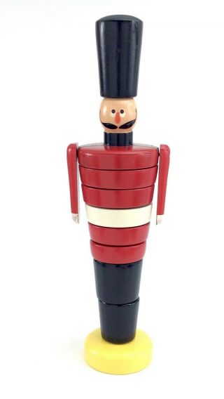Vintage Brio Sweden Toy Stacking Wooden Red Black Palace Guard Soldier Boy J460