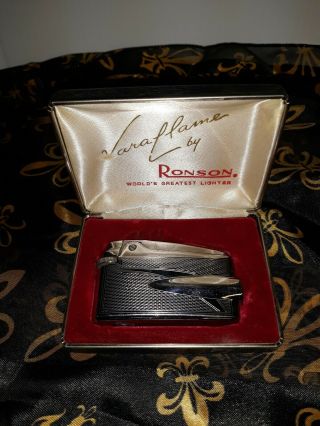 Vintage Ronson Varaflame Cigarette Lighter With Case