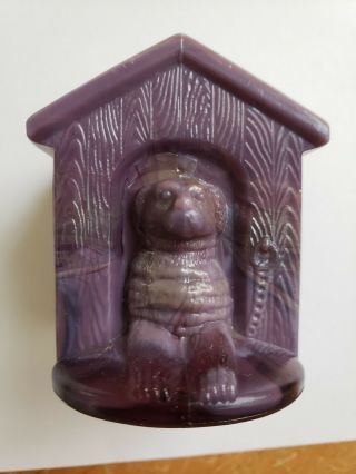 Westmoreland Dog House Purple Milk Slag Glass Toothpick/match Holder