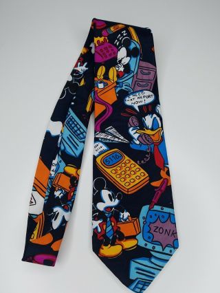 Mens Necktie Tie Disney Mickey Unlimited Mickey Mouse Donald Duck Office Vintage