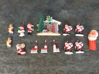 Christmas Cupcake Toppers Vintage Santa Churches Nativity Scene