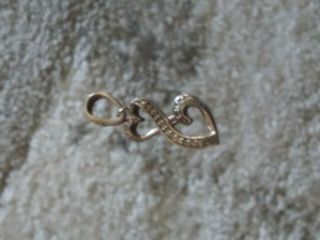 VINTAGE 9.  25 SILVER CHARM.  2 HEARTS WITH CRYSTAL STONES.  very hard to find 3