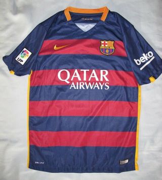 Authentic Nike Dri - Fit Fcb Barcelona Qatar Airways Unicef Soccer Jersey Size Med