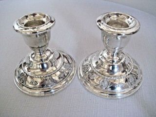 Vintage Wallace Sterling Silver Rose Point Candlesticks