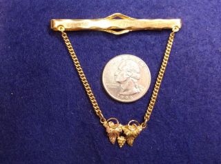 Vtg " Anson " Tie Clip With 10k Yellow & Rose Gold Black Hills " Dangle "