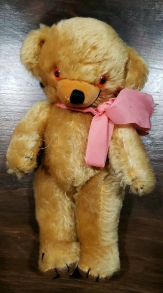 Merrythought Cheeky Teddy Bear 10 " Tags England Bells Ears Mohair Toy