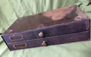 Vintage Industrial Steel Metal File Cabinet 2 - Drawer Steampunk - GREAT PATINA 3