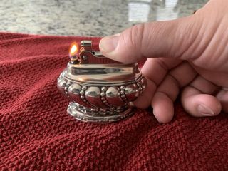 Vintage 1950s Ronson Crown Silver Plated Table Lighter Classic Art Deco Design