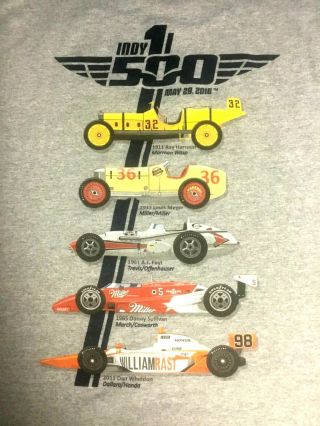 Indianapolis Indy 500 2016 100th Anniversary Event T - Shirt Size Xl Grey 2 Sided