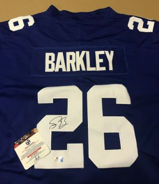 Saquon Barkley Autographed 26 York Giants Blue Signed Jersey 2