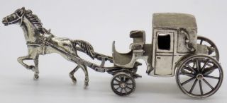 Vintage Solid Silver Italian Made Chariot & Horse Figurine Hallmarked Miniature