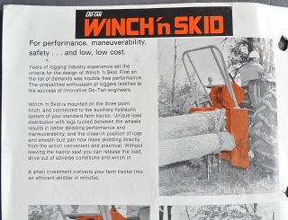 Vintage DO - TAN Winch ' nSkid Log Skidder For Farm Tractors Sales Brochure 2