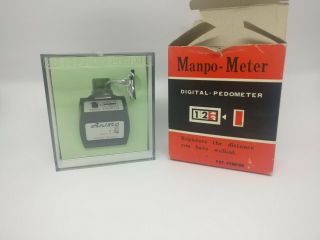 Vintage Pedometer Digital Miles Box Set Manpo - Meter Japan Made