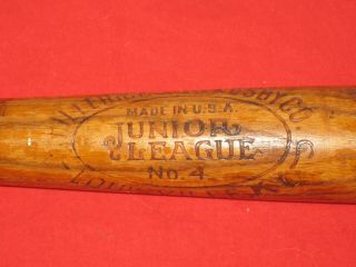 Hillerich & Bradsby Vintage Wooden Bat - Junior League No.  4