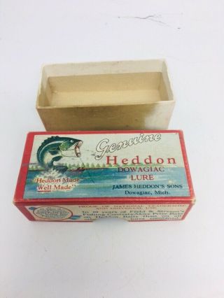 Vintage Early Tough Heddon Wood River Runt Fishing Lure Small Box Look