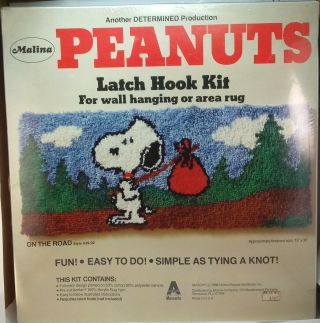 Snoopy On The Road Vintage Peanuts Latch Hook Kit Malina/determined Production