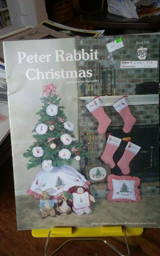 Vtg Cross Stitch Charts Only Green Apple Peter Rabbit Christmas Beatrix Potter