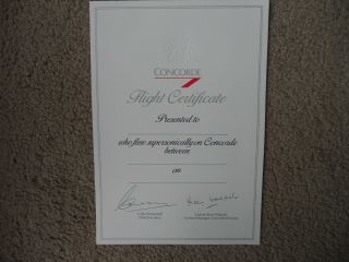 British Airways Concorde Flight Certificate 1980/90s