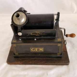 Antique Edison Gem Model " C " Cylinder Phonograph Record Player 1905 Pat,  Runs