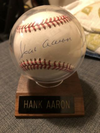 Hank Aaron Autographed Official National League Rawlings Baseball.  Jsa