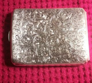 Vintage.  950 Silver Card/cigarette Case,  Monogrammed 4x3 Inches.