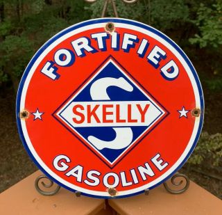 Old Vintage Skelly Porcelain Sign Gas Service Station Motor Oil Engine