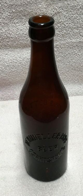 Vintage Neumueller Bros Oshkosh Wi Embossed Amber Beer Bottle