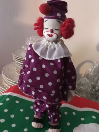 Vintage Porcelain Face Clown Dolls 9 In.  Clown