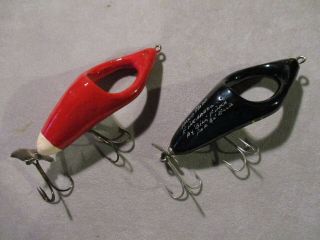 2 Hand - Made Wooden Fincharoo Fishing Lures By Bill Finch Signed