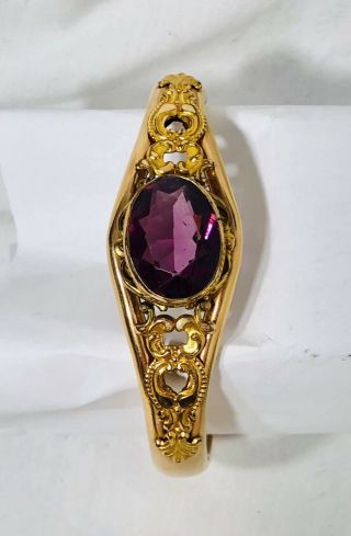 Antique Victorian F.  M.  Co Gold Filled Bracelet Purple Stone Amethyst Vintage
