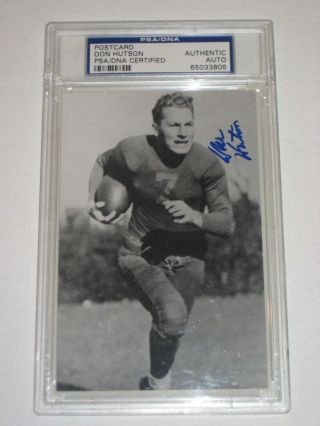 Don Hutson (packers) Signed Postcard Psa Authenticated & Encapsulated