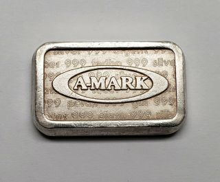 1980 1 Oz.  999 Vintage Silver Bar Oval A - Mark - Usvi Ingot Co Chunky Bar