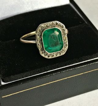 Antique Art Deco 9ct Yellow Gold & Emerald Band Ring Sz N Classic Jewellery