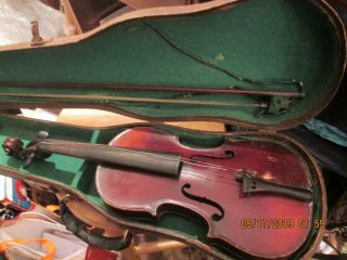 Antique Concert Violin & Case For Restoration Made In France Estate Find