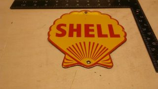 Old Vintage Shell Gasoline Oils Porcelain Sign Gas Station Pump Plate Dealerahip