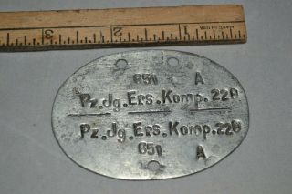 Vintage Ww2 German Panzer Military Aluminum Dog Tag Solider Id Company 220