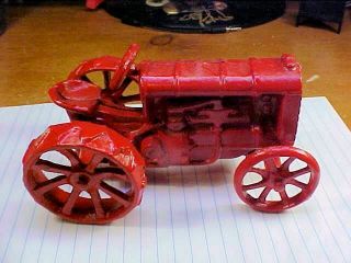 Vintage Cast Iron Red Toy Farm Tractor