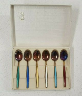 Set Of 6 Norway Silver Gilt Demitasse Spoons By David Andersen