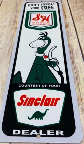 Vintage Sinclair Gasoline And S & H Green Stamps 15 " Metal Gas & Oil Dealer Sign