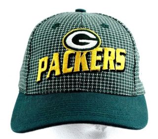 Green Bay Packers Nfl Green White Plaid Hat Baseball Cap Adjustable