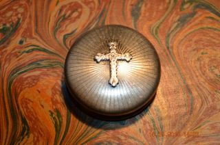 6) Old Sterling Silver 925 Pill Box Cross Religious Catholic 15 Grams Vtg.