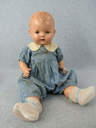 18 " Antique Vintage Composition & Cloth Effanbee Baby Evelyn Doll W History Tag