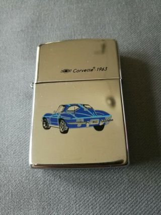 Vintage 1993 Blue 1963 Chevrolet Chevy Corvette High Polish Zippo Lighter