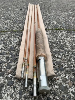 Rare 9’ Wright & Mcgill Granger Favorite 9050 Split Bamboo Fly Rod | Both Tips