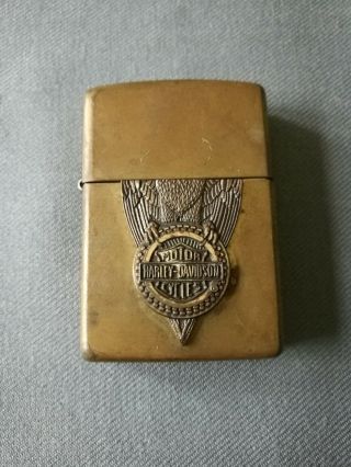 Vintage 1998 Harley Davidson Eagle Brass Case Zippo Lighter