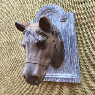 Vintage Horse Head Wall Plaque Equestrian Western Rustic Decor Art Plaster