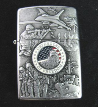 Defenders Of Freedom Zippo Lighter Us Army Air Force American Eagle Emblem